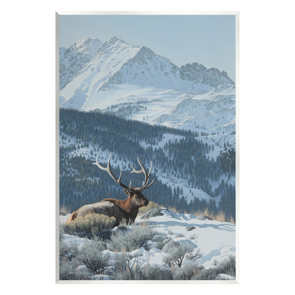 Stupell Industries Ax Wood Deer In Snowy Mountains On Mdf By